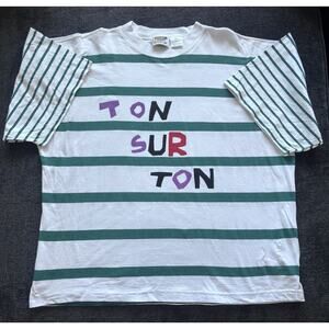 Vintage 80s/ 90s Ton Sur Ton Striped Graphic T Shirt 3/L